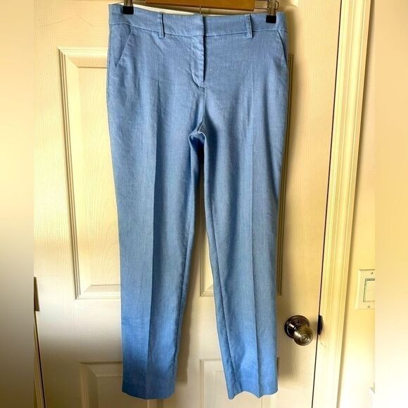 Ladies Express Columnist Ankle Mid Rise Stretch Slacks in Blue Size 4R - Picture 1 of 4